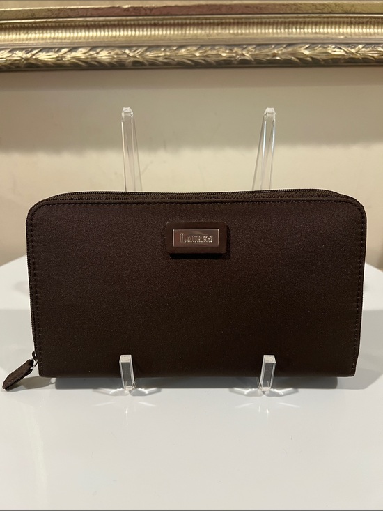 Lauren Ralph Lauren Other - Lauren Ralph Lauren Brown Nylon Zip-Around Continental Long Wallet & Checkbook